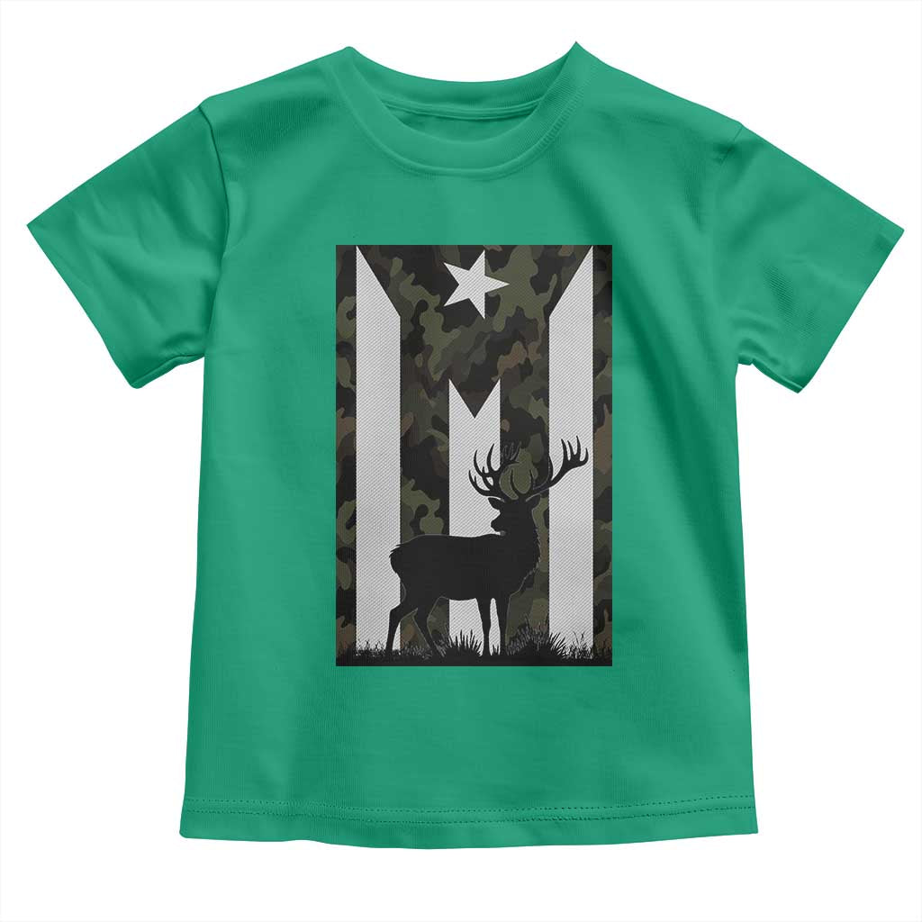 Deer Hunting Camo Puerto Rican Flag Toddler T Shirt Boricua Hunters