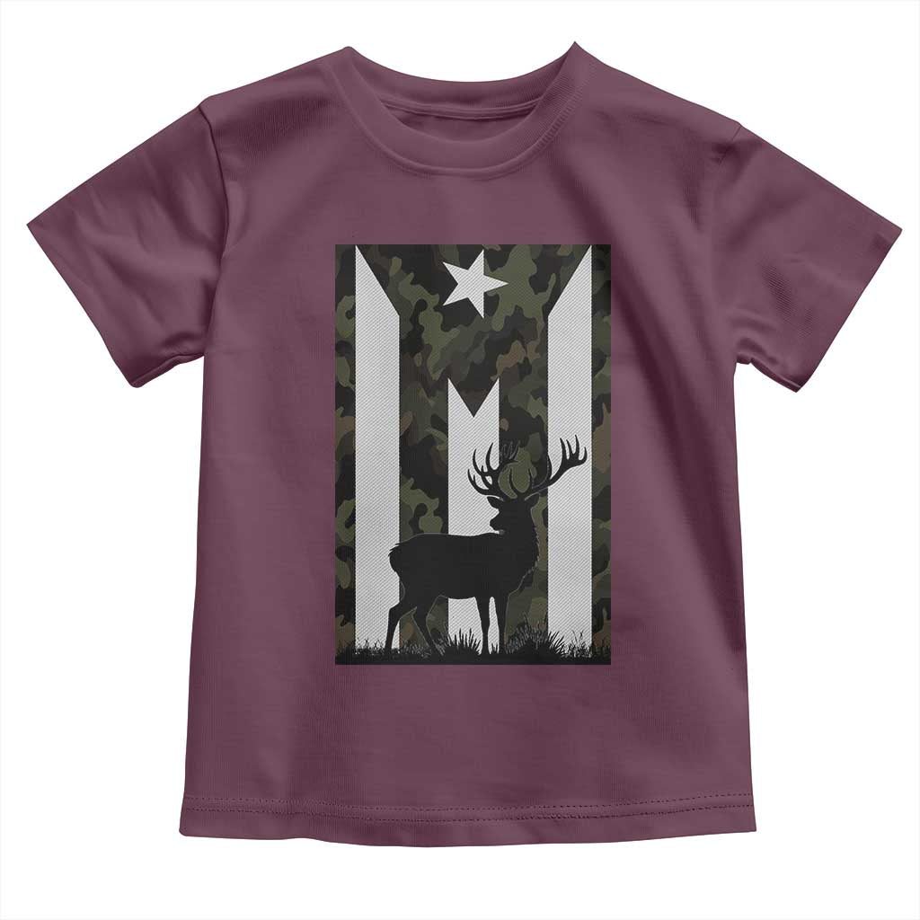 Deer Hunting Camo Puerto Rican Flag Toddler T Shirt Boricua Hunters