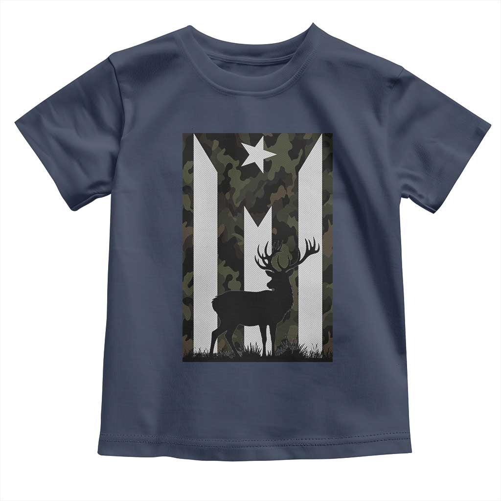Deer Hunting Camo Puerto Rican Flag Toddler T Shirt Boricua Hunters