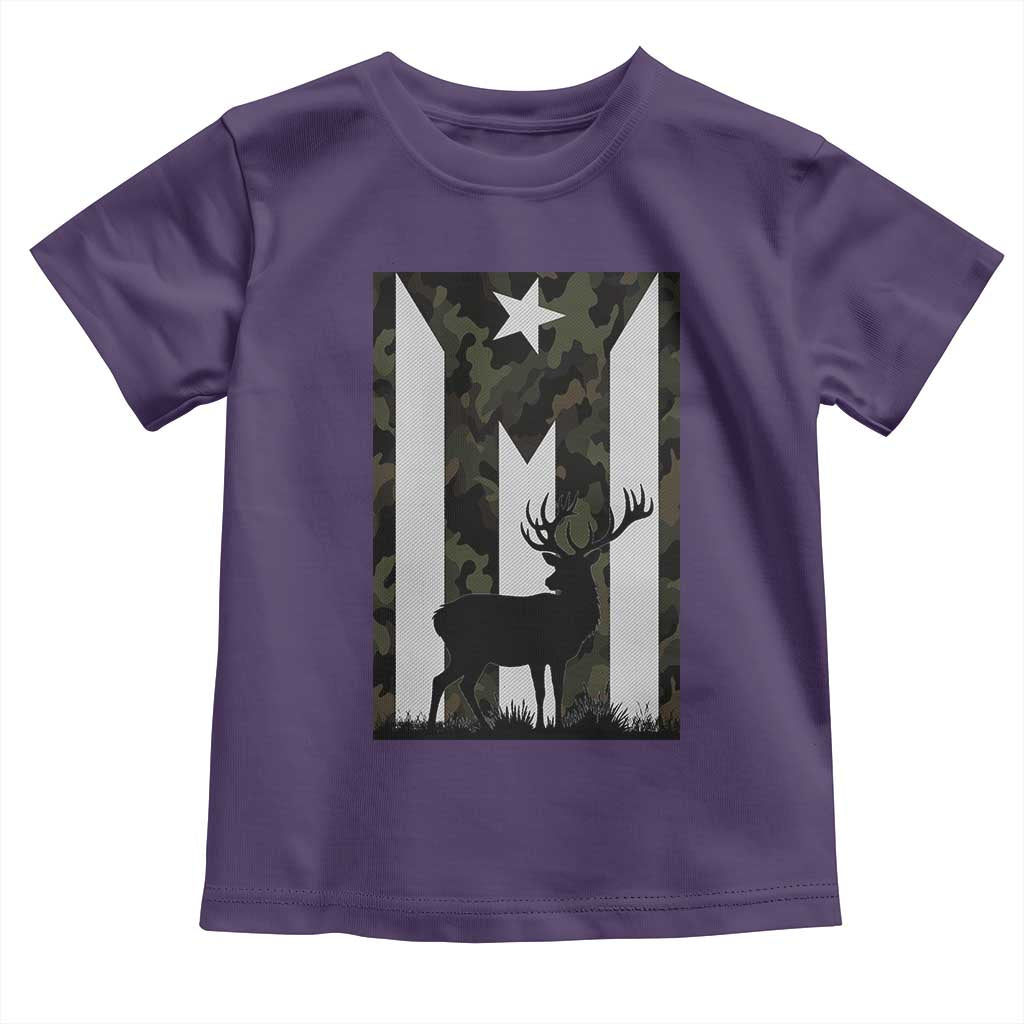 Deer Hunting Camo Puerto Rican Flag Toddler T Shirt Boricua Hunters