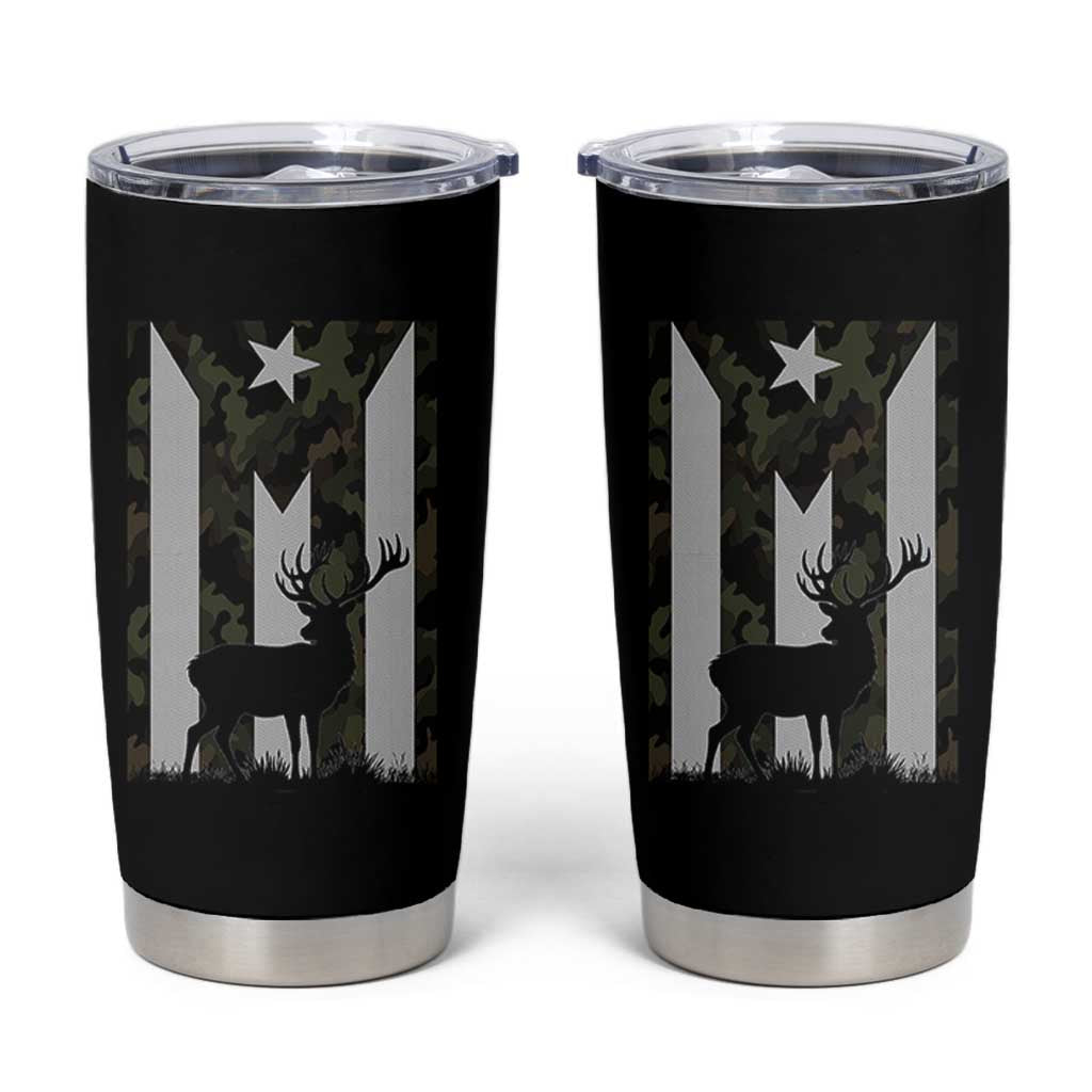 Deer Hunting Camo Puerto Rican Flag Tumbler Cup Boricua Hunters