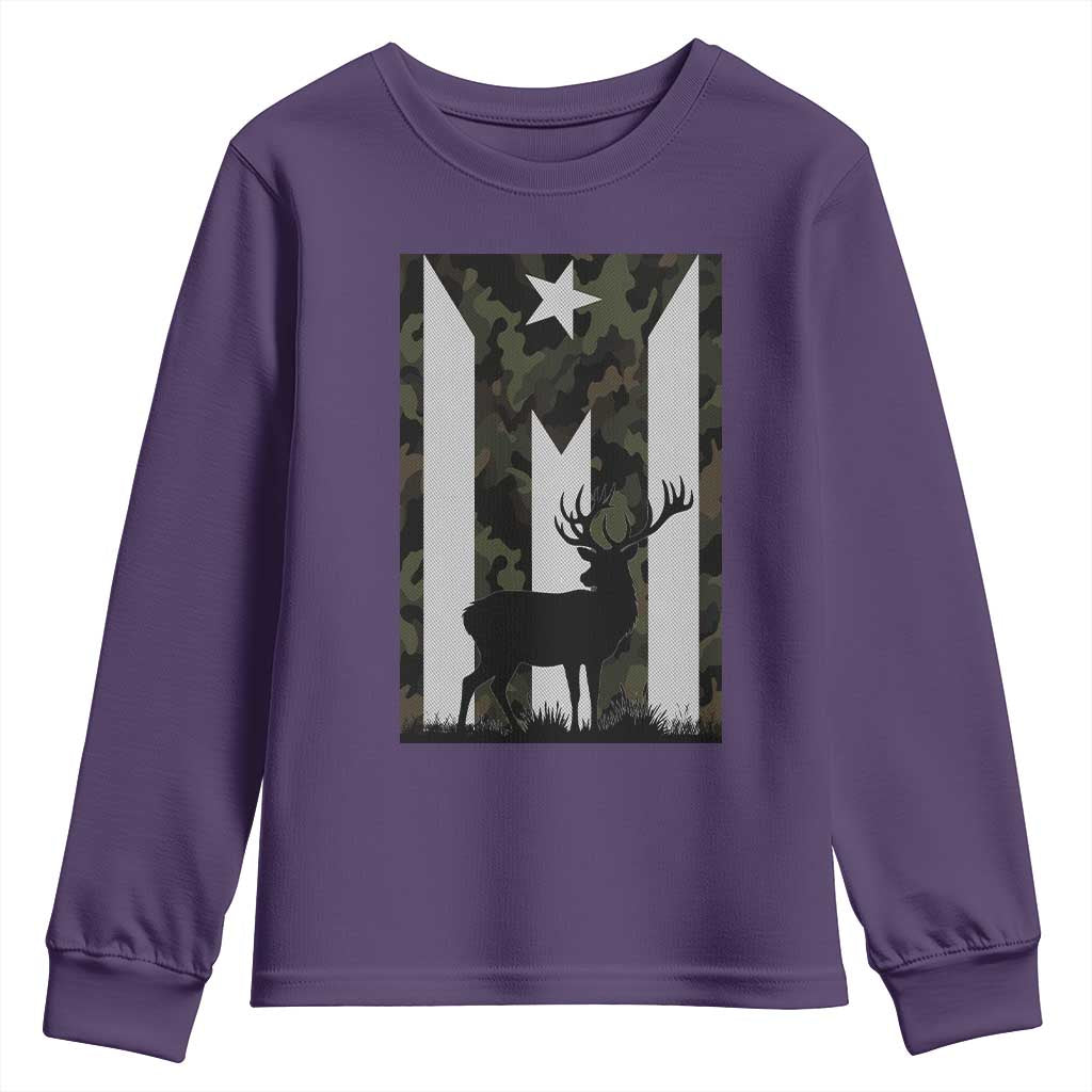 Deer Hunting Camo Puerto Rican Flag Youth Sweatshirt Boricua Hunters
