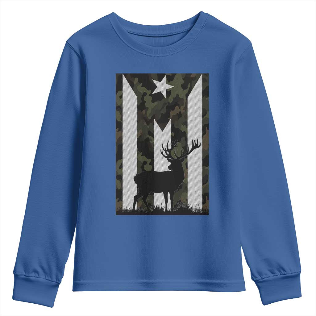 Deer Hunting Camo Puerto Rican Flag Youth Sweatshirt Boricua Hunters