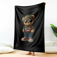 Camo Teddy Bear Puerto Rico Flag Throw Blanket Camouflage Rican Boricua - Wonder Print Shop