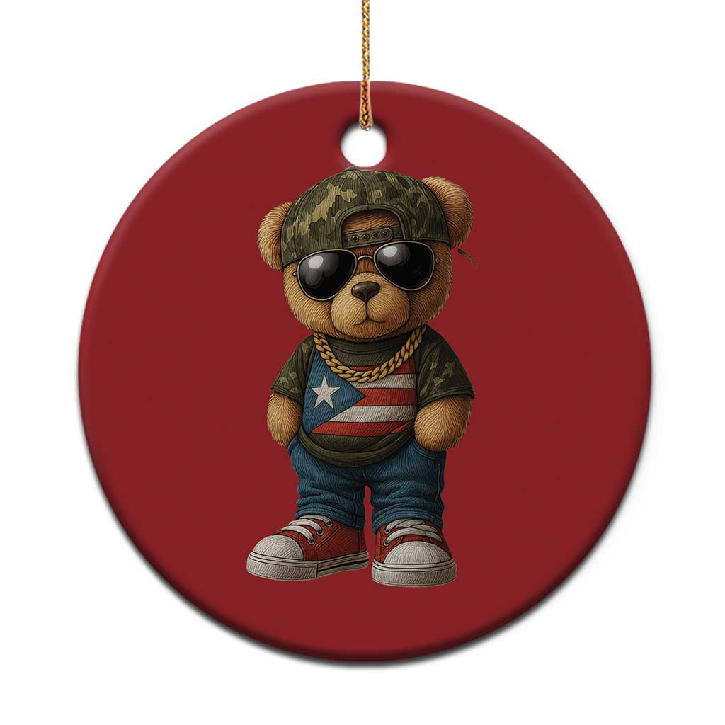 Camo Teddy Bear Puerto Rico Flag Christmas Ornament Camouflage Rican Boricua - Wonder Print Shop