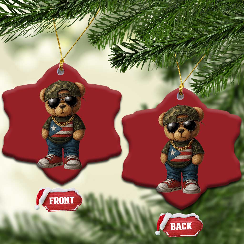 Camo Teddy Bear Puerto Rico Flag Christmas Ornament Camouflage Rican Boricua - Wonder Print Shop