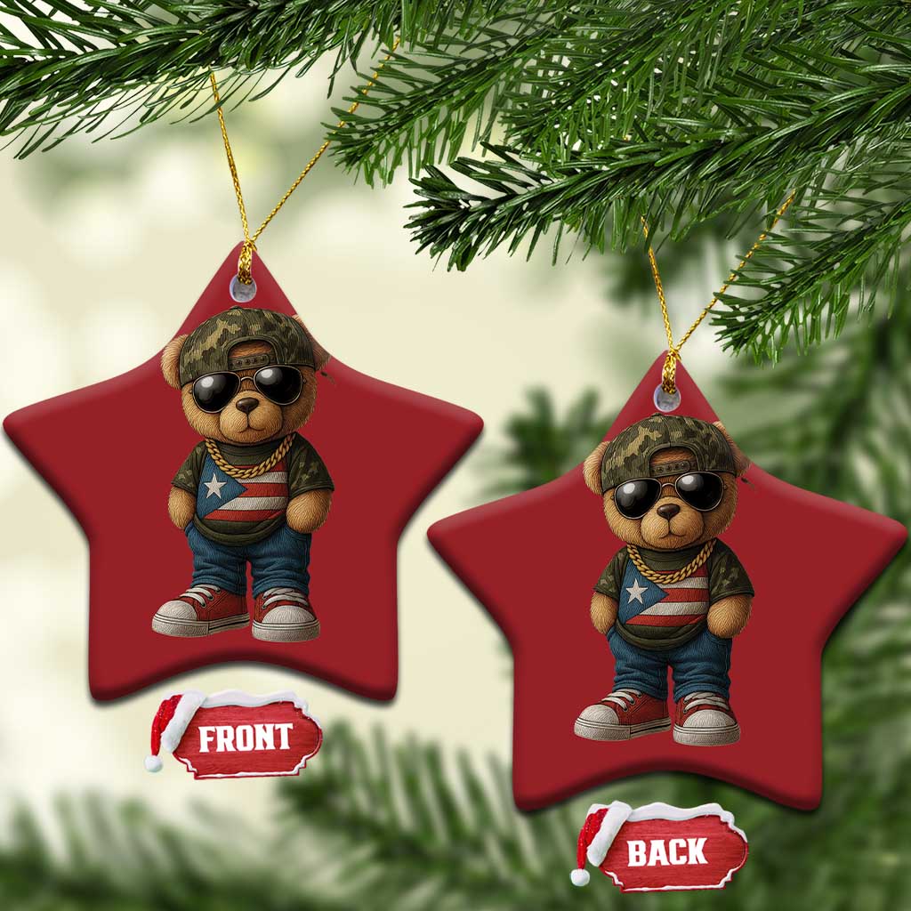 Camo Teddy Bear Puerto Rico Flag Christmas Ornament Camouflage Rican Boricua - Wonder Print Shop