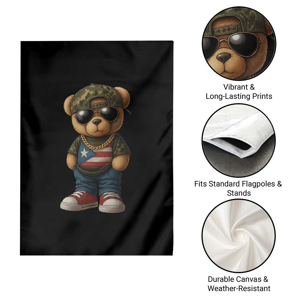 Camo Teddy Bear Puerto Rico Flag Garden Flag Camouflage Rican Boricua - Wonder Print Shop