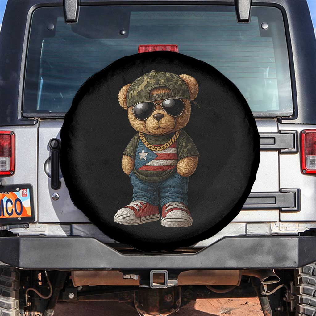 Camo Teddy Bear Puerto Rico Flag Spare Tire Cover Camouflage Rican Boricua - Wonder Print Shop