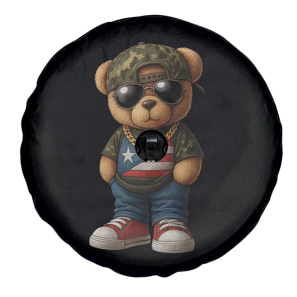 Camo Teddy Bear Puerto Rico Flag Spare Tire Cover Camouflage Rican Boricua - Wonder Print Shop