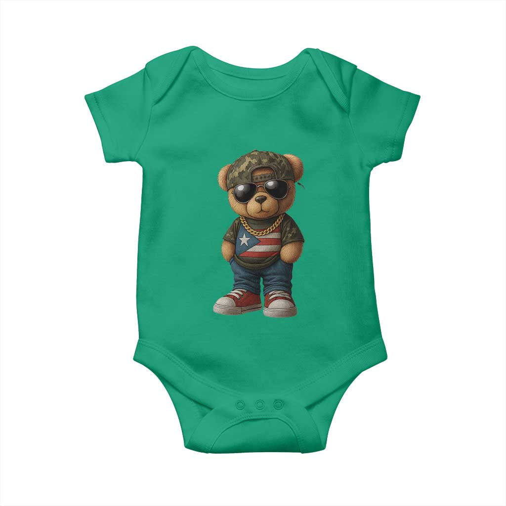 Camo Teddy Bear Puerto Rico Flag Baby Onesie Camouflage Rican Boricua - Wonder Print Shop