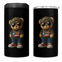 Camo Teddy Bear Puerto Rico Flag 4 in 1 Can Cooler Tumbler Camouflage Rican Boricua - Wonder Print Shop