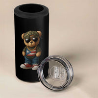 Camo Teddy Bear Puerto Rico Flag 4 in 1 Can Cooler Tumbler Camouflage Rican Boricua - Wonder Print Shop