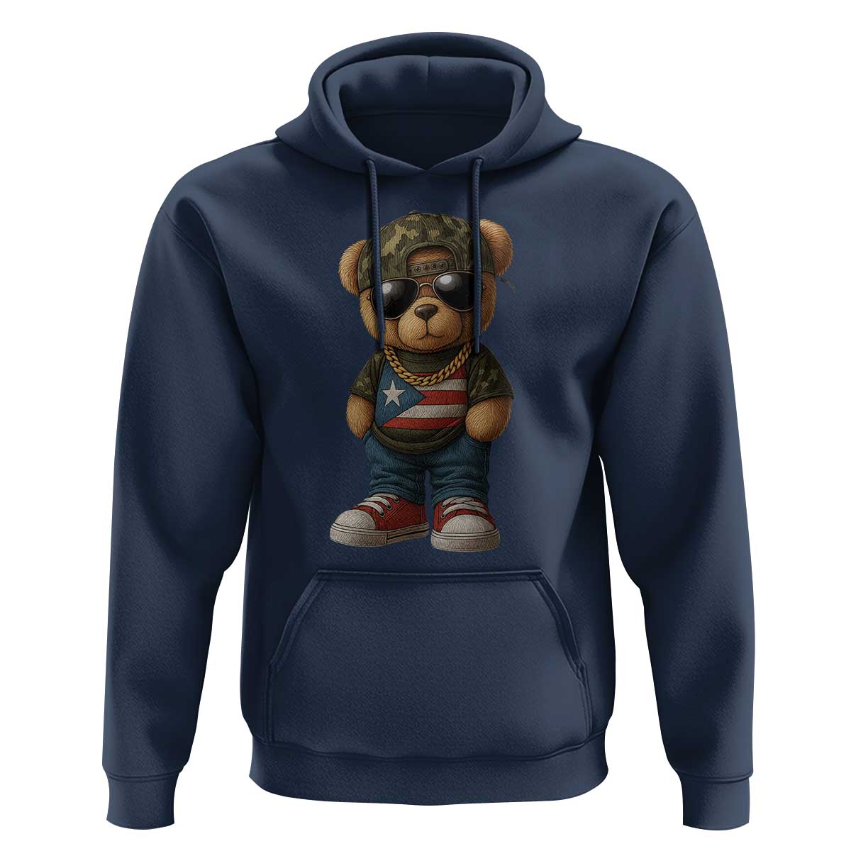Camo Teddy Bear Puerto Rico Flag Hoodie Camouflage Rican Boricua - Wonder Print Shop