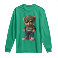 Camo Teddy Bear Puerto Rico Flag Long Sleeve Shirt Camouflage Rican Boricua - Wonder Print Shop