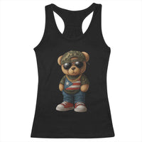 Camo Teddy Bear Puerto Rico Flag Racerback Tank Top Camouflage Rican Boricua - Wonder Print Shop