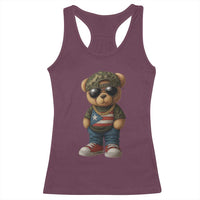 Camo Teddy Bear Puerto Rico Flag Racerback Tank Top Camouflage Rican Boricua - Wonder Print Shop