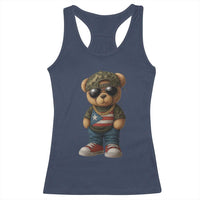 Camo Teddy Bear Puerto Rico Flag Racerback Tank Top Camouflage Rican Boricua - Wonder Print Shop