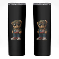 Camo Teddy Bear Puerto Rico Flag Skinny Tumbler Camouflage Rican Boricua - Wonder Print Shop