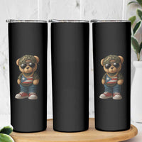 Camo Teddy Bear Puerto Rico Flag Skinny Tumbler Camouflage Rican Boricua - Wonder Print Shop