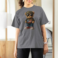Camo Teddy Bear Puerto Rico Flag T Shirt For Women Camouflage Rican Boricua - Wonder Print Shop