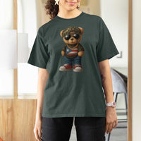Camo Teddy Bear Puerto Rico Flag T Shirt For Women Camouflage Rican Boricua - Wonder Print Shop