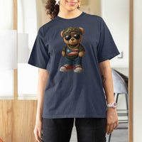 Camo Teddy Bear Puerto Rico Flag T Shirt For Women Camouflage Rican Boricua - Wonder Print Shop