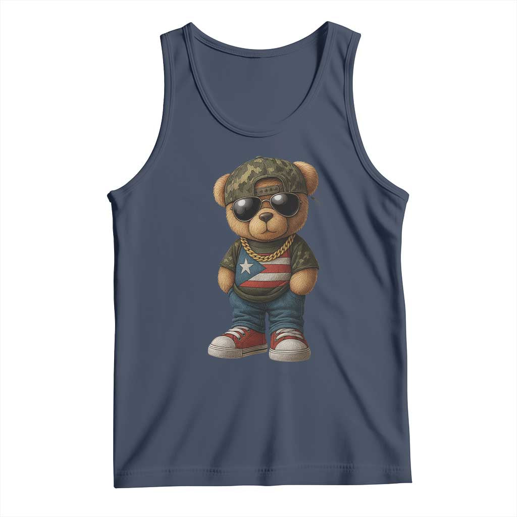 Camo Teddy Bear Puerto Rico Flag Tank Top Camouflage Rican Boricua - Wonder Print Shop