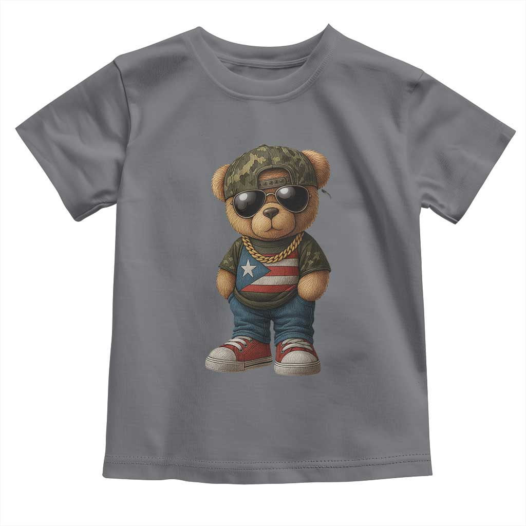 Camo Teddy Bear Puerto Rico Flag Toddler T Shirt Camouflage Rican Boricua - Wonder Print Shop