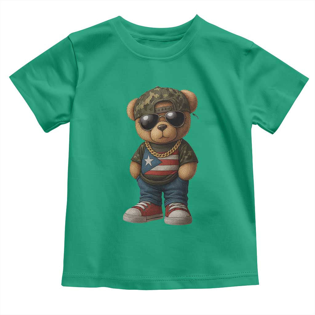Camo Teddy Bear Puerto Rico Flag Toddler T Shirt Camouflage Rican Boricua - Wonder Print Shop