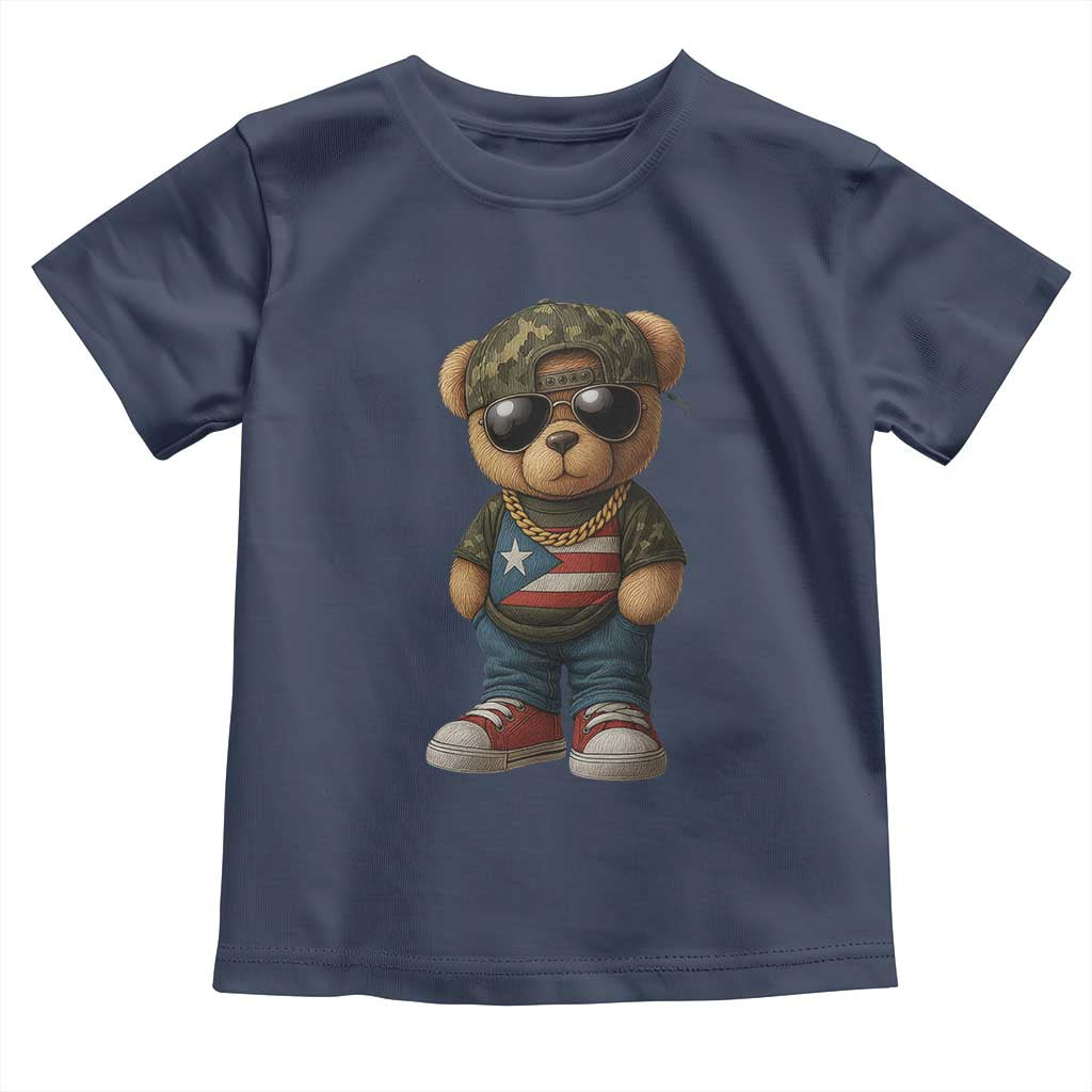 Camo Teddy Bear Puerto Rico Flag Toddler T Shirt Camouflage Rican Boricua - Wonder Print Shop