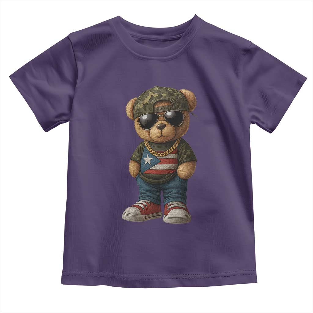 Camo Teddy Bear Puerto Rico Flag Toddler T Shirt Camouflage Rican Boricua - Wonder Print Shop