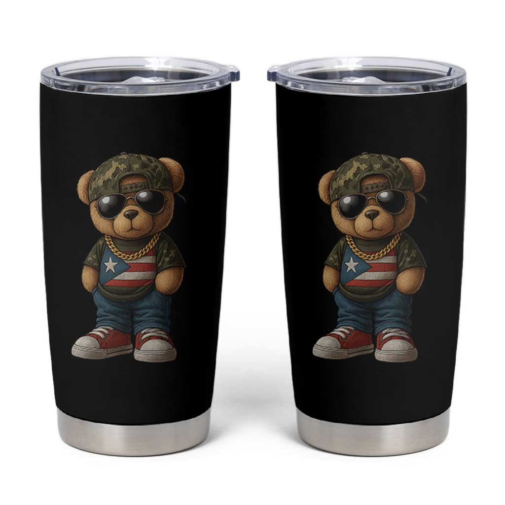 Camo Teddy Bear Puerto Rico Flag Tumbler Cup Camouflage Rican Boricua - Wonder Print Shop