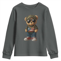 Camo Teddy Bear Puerto Rico Flag Youth Sweatshirt Camouflage Rican Boricua - Wonder Print Shop