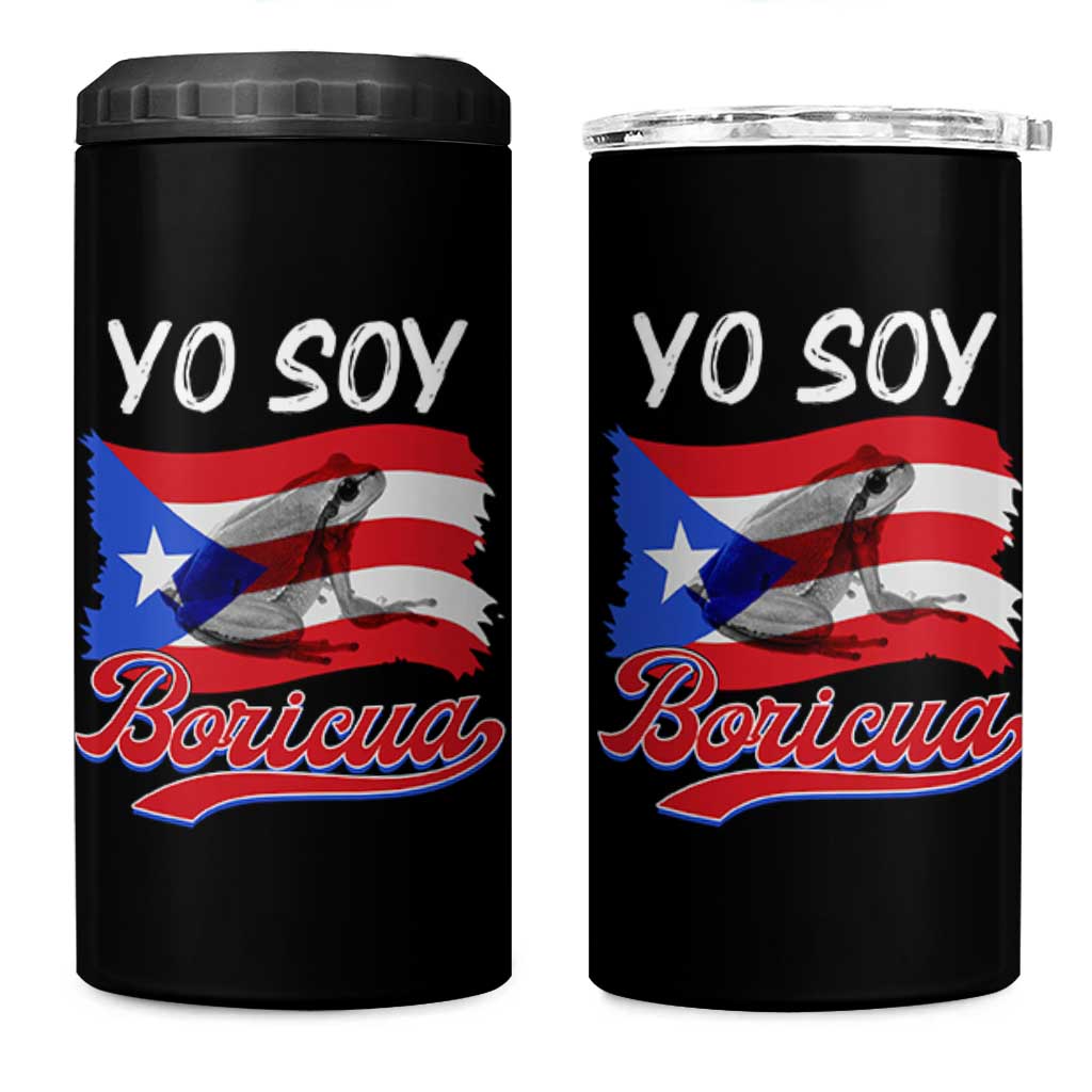Puerto Rico Boricua 4 in 1 Can Cooler Tumbler Vintage Coqui Puerto Rican Flag Pride Yo Soy Boricua - Wonder Print Shop