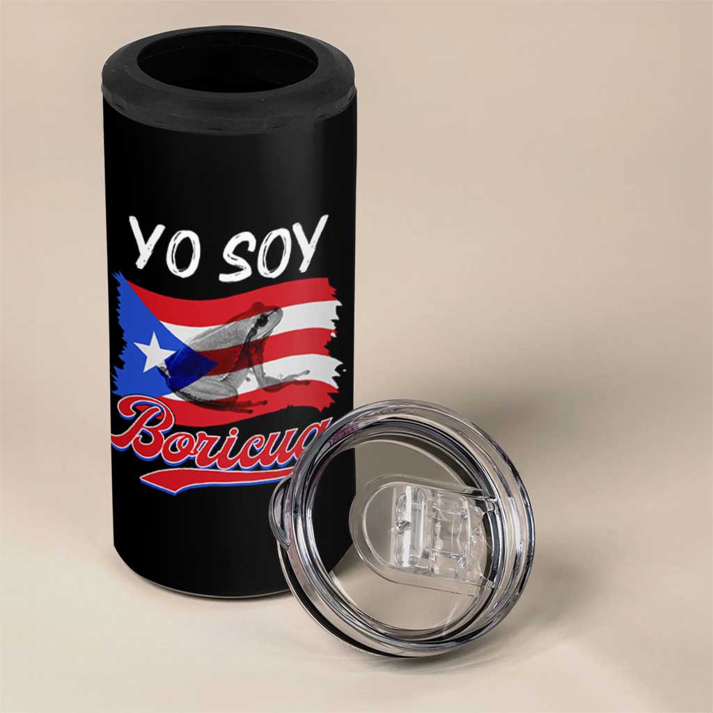 Puerto Rico Boricua 4 in 1 Can Cooler Tumbler Vintage Coqui Puerto Rican Flag Pride Yo Soy Boricua - Wonder Print Shop