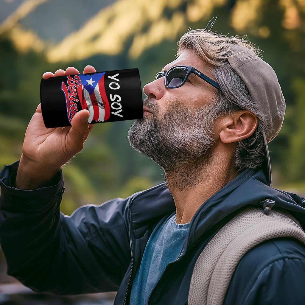 Puerto Rico Boricua 4 in 1 Can Cooler Tumbler Vintage Coqui Puerto Rican Flag Pride Yo Soy Boricua - Wonder Print Shop