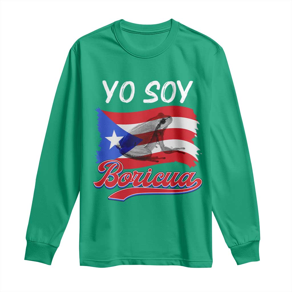 Puerto Rico Boricua Long Sleeve Shirt Vintage Coqui Puerto Rican Flag Pride Yo Soy Boricua - Wonder Print Shop
