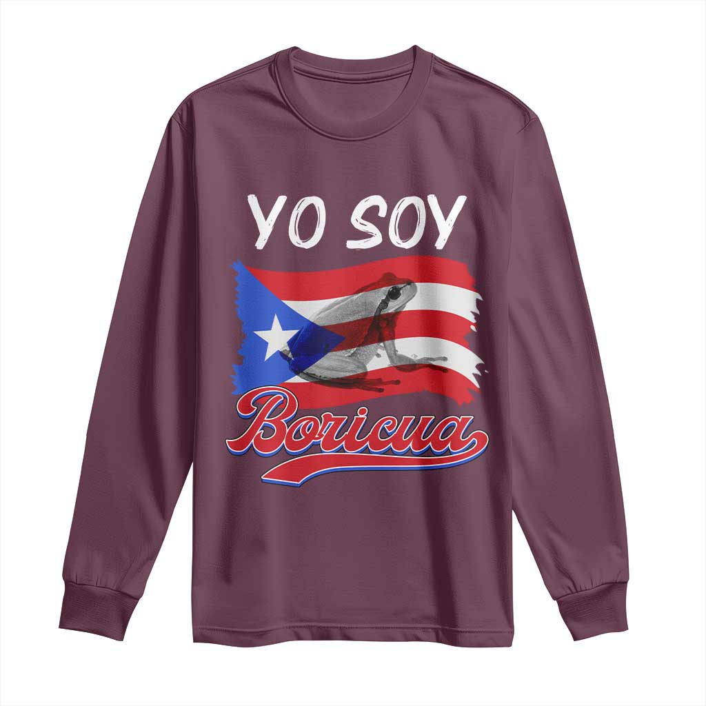 Puerto Rico Boricua Long Sleeve Shirt Vintage Coqui Puerto Rican Flag Pride Yo Soy Boricua - Wonder Print Shop
