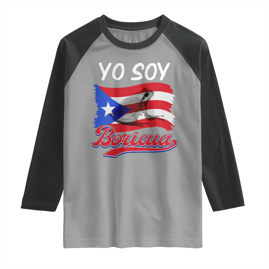Puerto Rico Boricua Raglan Shirt Vintage Coqui Puerto Rican Flag Pride Yo Soy Boricua - Wonder Print Shop