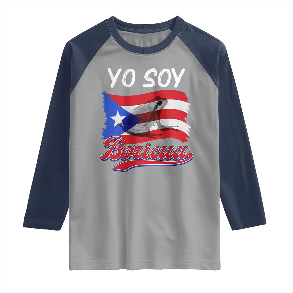 Puerto Rico Boricua Raglan Shirt Vintage Coqui Puerto Rican Flag Pride Yo Soy Boricua - Wonder Print Shop