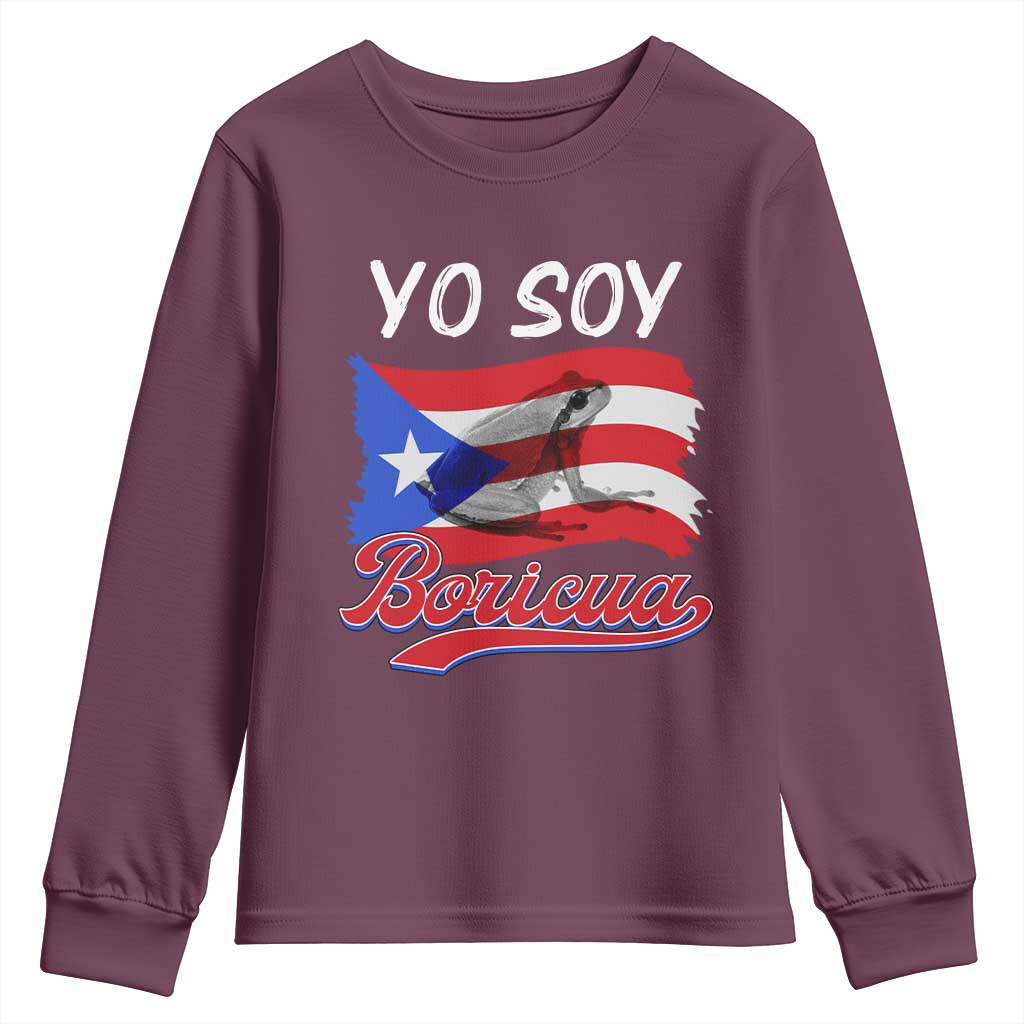 Puerto Rico Boricua Youth Sweatshirt Vintage Coqui Puerto Rican Flag Pride Yo Soy Boricua - Wonder Print Shop