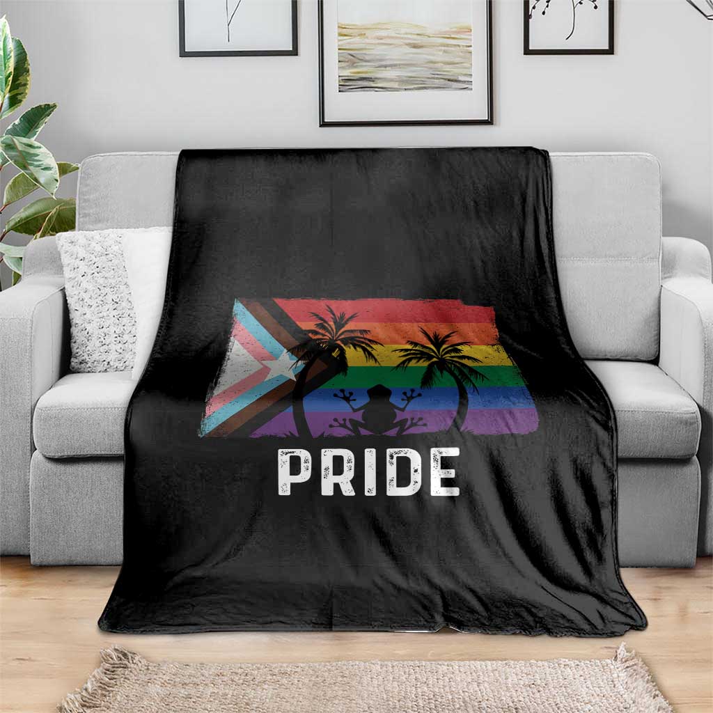 Puerto Rican LGBTQ Throw Blanket Boricua Rainbow Flag Pride