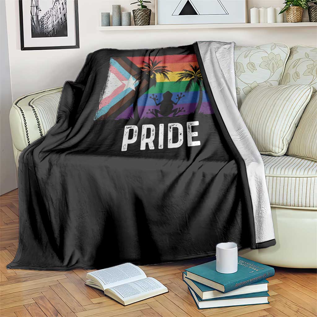 Puerto Rican LGBTQ Throw Blanket Boricua Rainbow Flag Pride