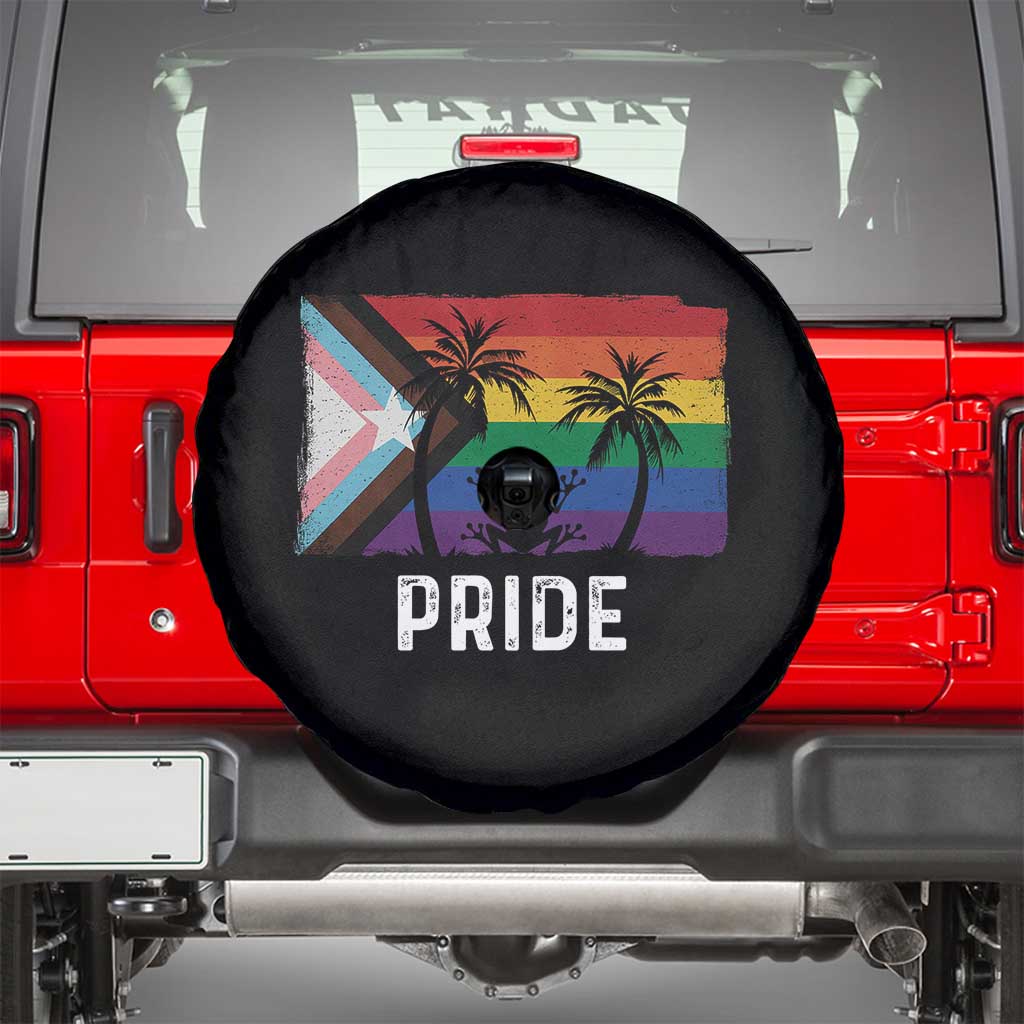 Puerto Rican LGBTQ Spare Tire Cover Boricua Rainbow Flag Pride