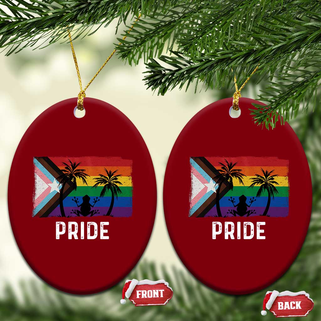 Puerto Rican LGBTQ Ceramic Ornament Boricua Rainbow Flag Pride
