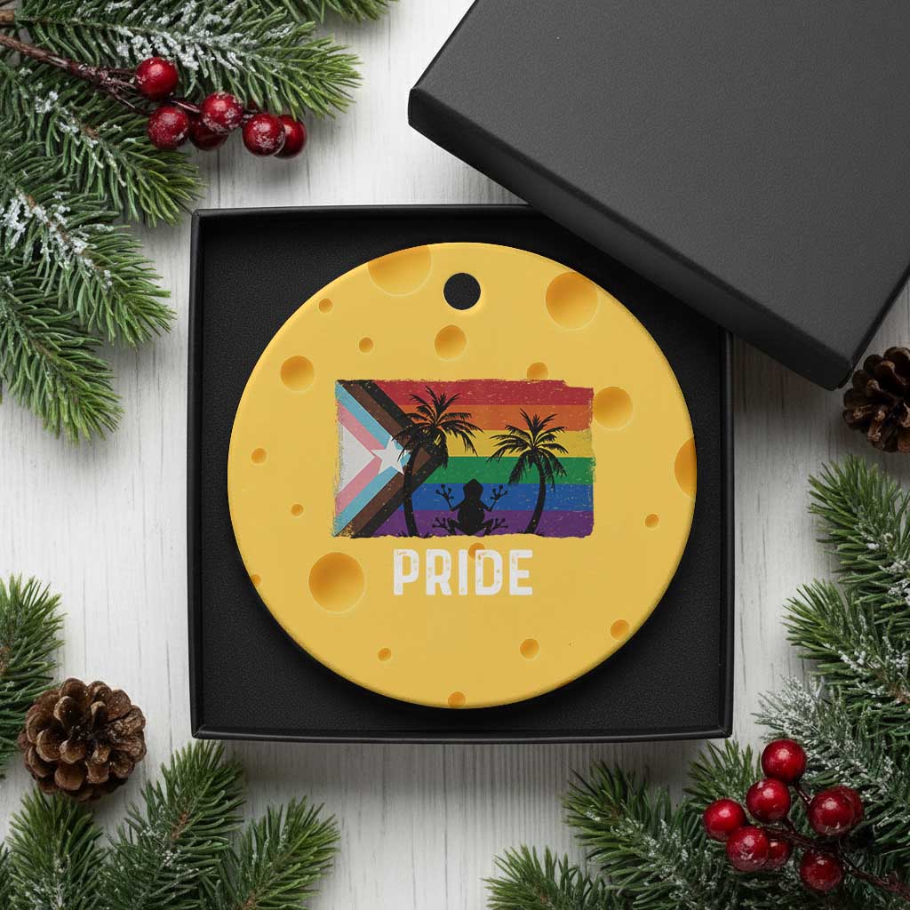 Puerto Rican LGBTQ Ceramic Ornament Boricua Rainbow Flag Pride
