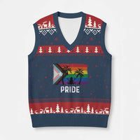 Puerto Rican LGBTQ V-Neck Knit Sweater Vest Boricua Rainbow Flag Pride