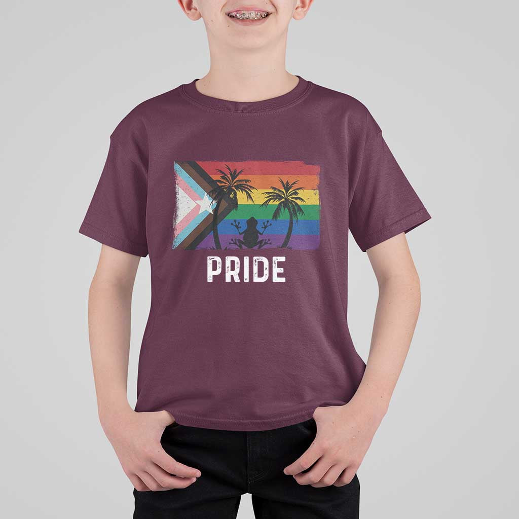 Puerto Rican LGBTQ T Shirt For Kid Boricua Rainbow Flag Pride