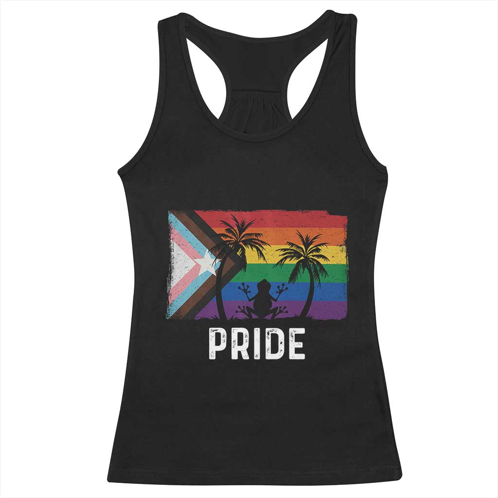 Puerto Rican LGBTQ Racerback Tank Top Boricua Rainbow Flag Pride